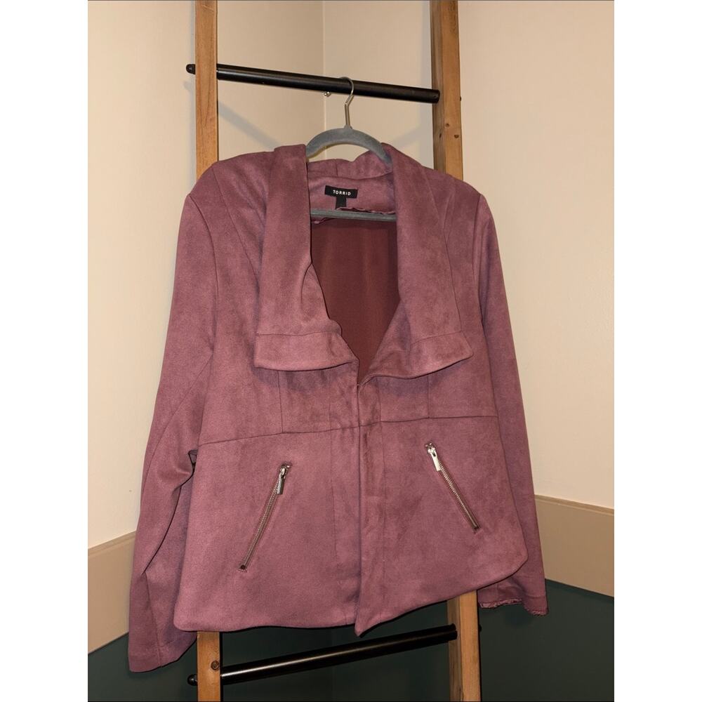 Torrid Women’s Faux-Suede Moto Jacket - Dusty Rose - Picture 3 of 7